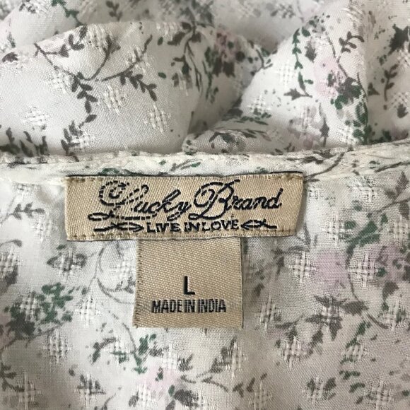 LUCKY Brand Unique Bohemian Style Floral Blouse Size L - Picture 7 of 7